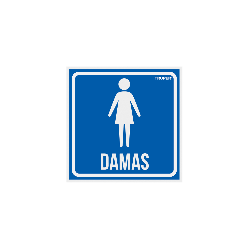 Letrero de señalización 'DAMAS', 19 x 19 cm, Truper LIN-10