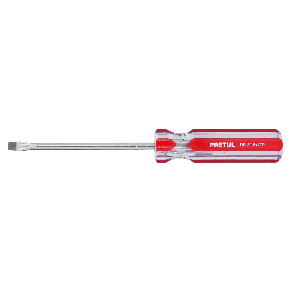 Desarmador plano 3/16 x 4' mango de PVC, Pretul DR-3/16X4TP