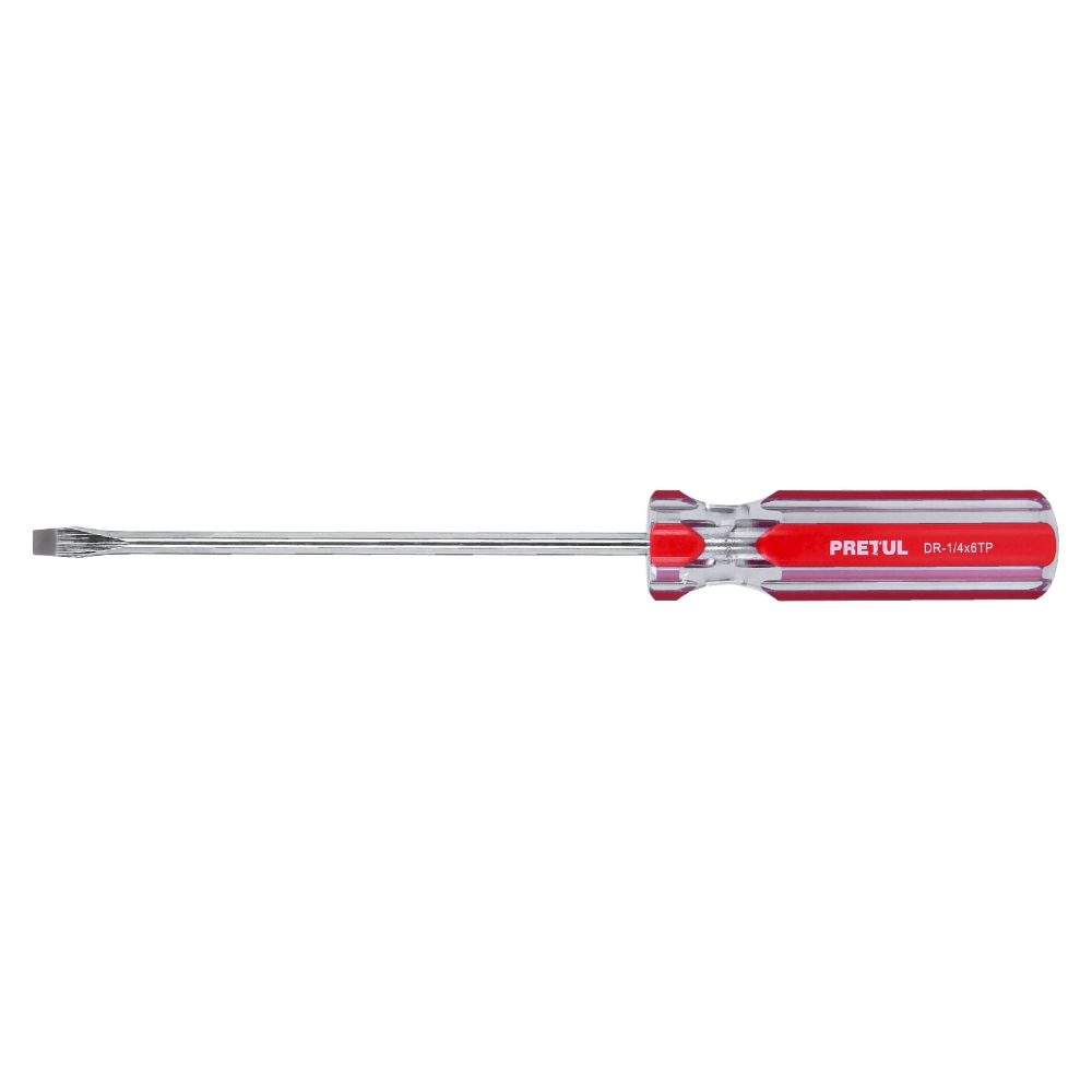 Desarmador plano 1/4 x 6' mango de PVC, Pretul DR-1/4X6TP
