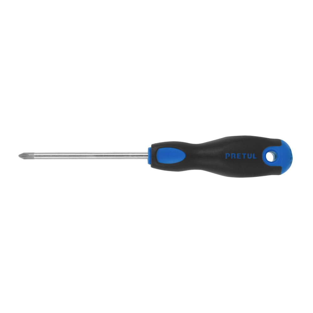 Desarmador de cruz 1/4' x 4' mango Comfort Grip, Pretul DP-1/4X4BP