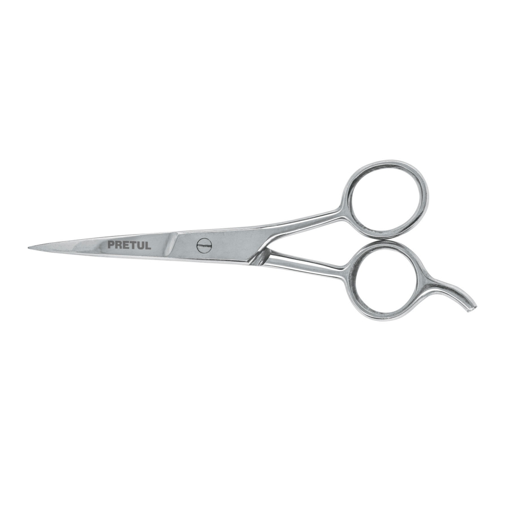 Tijera 5-1/2' acero inox con gancho, para estilista, PRETUL TP-8419-5-1/2