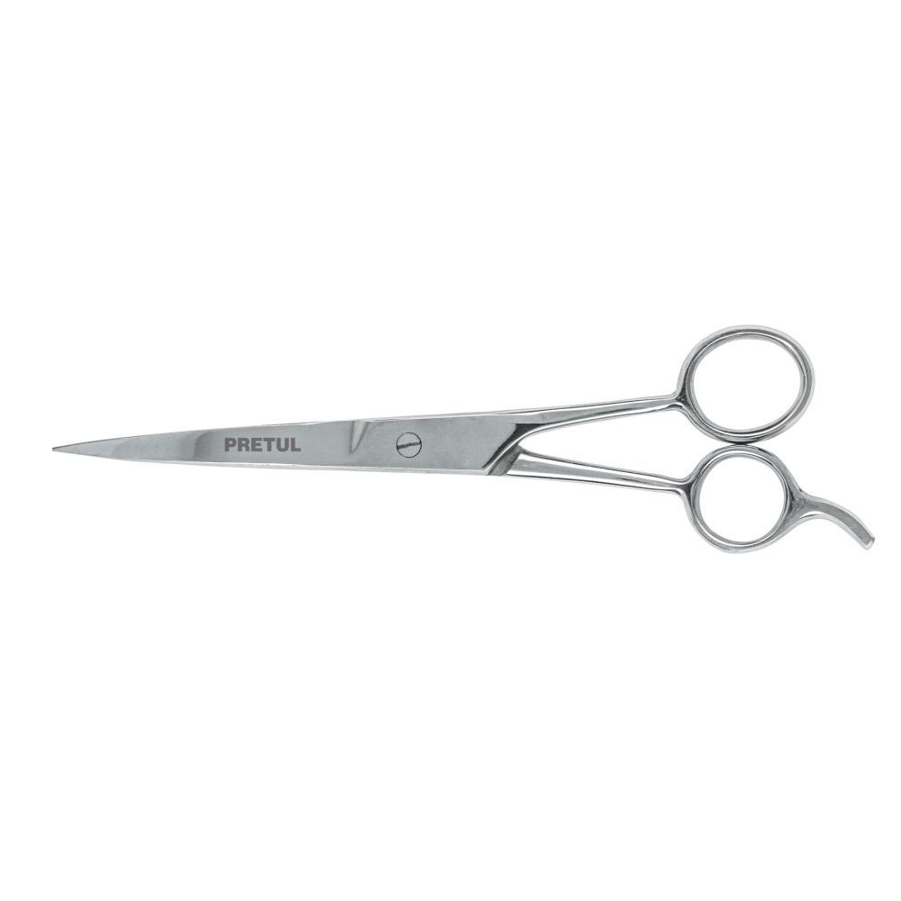 Tijera 7-1/2' acero inox con gancho, para estilista, PRETUL TP-8418-7-1/2