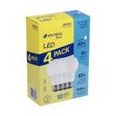 Pack de 4 lámparas LED A19 6 W (equiv. 40 W), luz de día LED-40FBX4