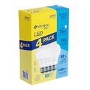 Pack de 4 lámparas LED A19 14 W (equiv. 75 W), luz de día LED-100FBX4