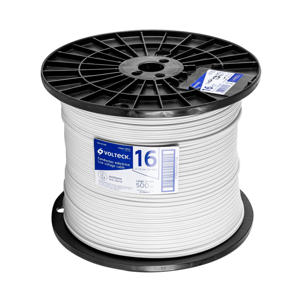 Metro de cordón dúplex flexible SPT 16 AWG en carrete 500 m CDU-16-500