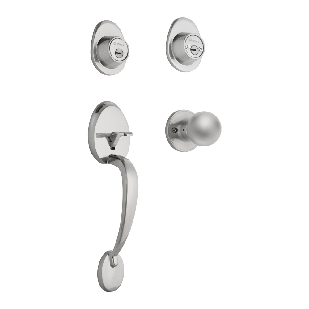 Jaladera y perilla, Lugo llave-llave, cromo mate, HERMEX CEP-32PJ
