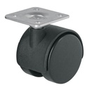 Rodaja tipo yoyo de 40 mm con placa, sin freno, FIERO ROY-40