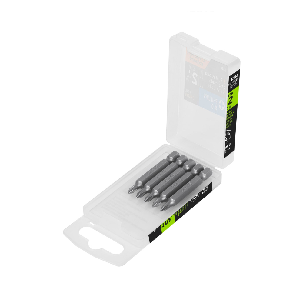 Estuche con 5 puntas de cruz PH0 largo 2', Truper Expert PUDE-1200