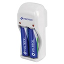 Cargador de pilas, AA, AAA y 9V, incluye 2 pilas AA, Volteck CA-RE-8