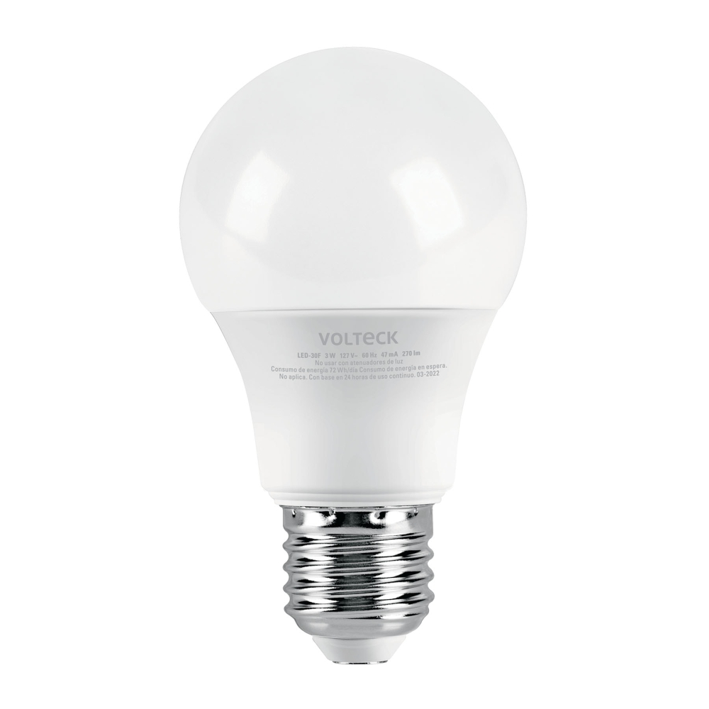 Lámpara LED A19 3 W (equiv. 25 W) luz de día blíster Volteck LED-30F