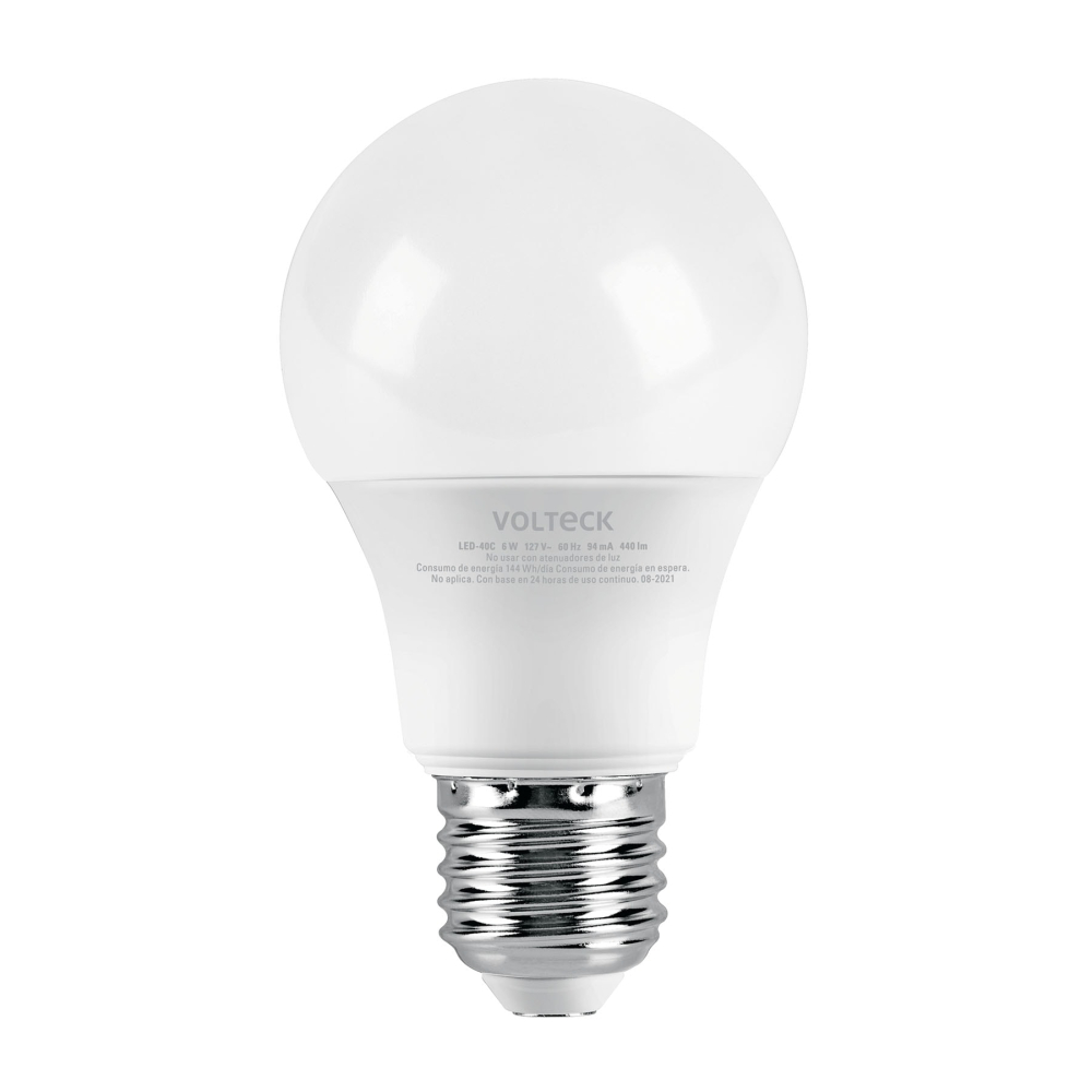Lámpara LED A19 6 W (equiv. 40 W) luz cálida blíster Volteck LED-40C