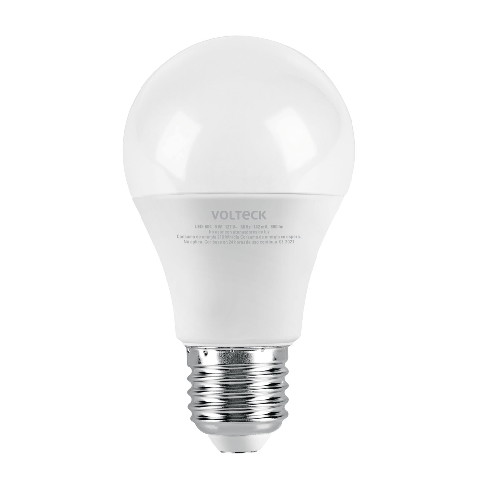 Lámpara LED A19 9 W (equiv. 60 W) luz cálida blíster Volteck LED-60C