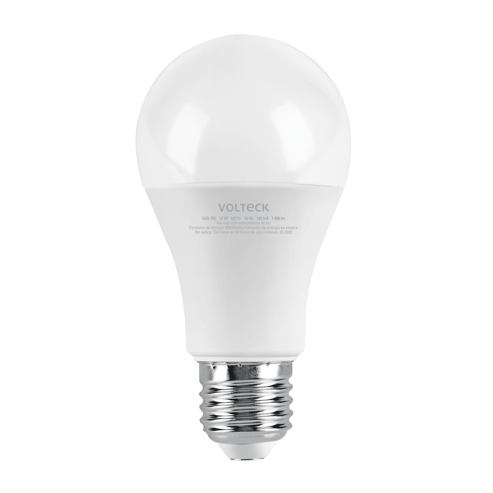 Lámpara LED A19 12 W (equiv. 75W) luz cálida blíster Volteck LED-75C