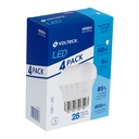 Pack de 4 lámparas LED A19 9 W (equiv. 60 W), luz de día LED-60FX4