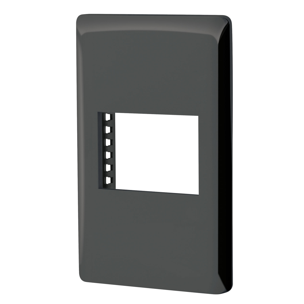 Placa negra de 1 ventana 1.5 módulos, línea Lisboa, Volteck PPSE15-LN