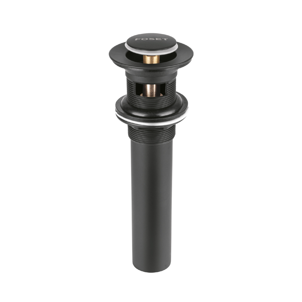 Contra p/lavabo, 1-1/4', con rebosadero, push, latón, negro CE-206M