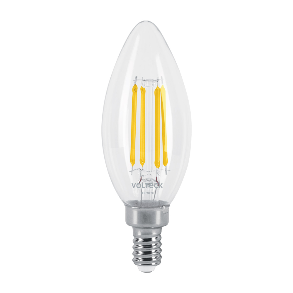 Lámpara LED tipo vela 4 W con filamento base E12 luz cálida LED-V4F2C