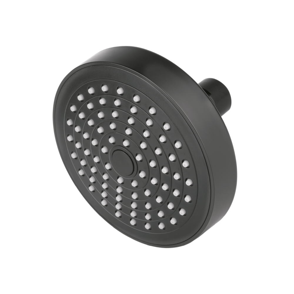 Regadera redonda de ABS 4-1/4' sin brazo, negro, Basic R-402SM