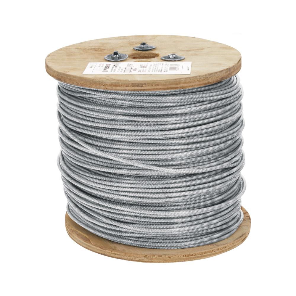 Metro de cable rígido 3/32' acero 7x7 recubierto PVC, 300 m CAB-3/32RX3