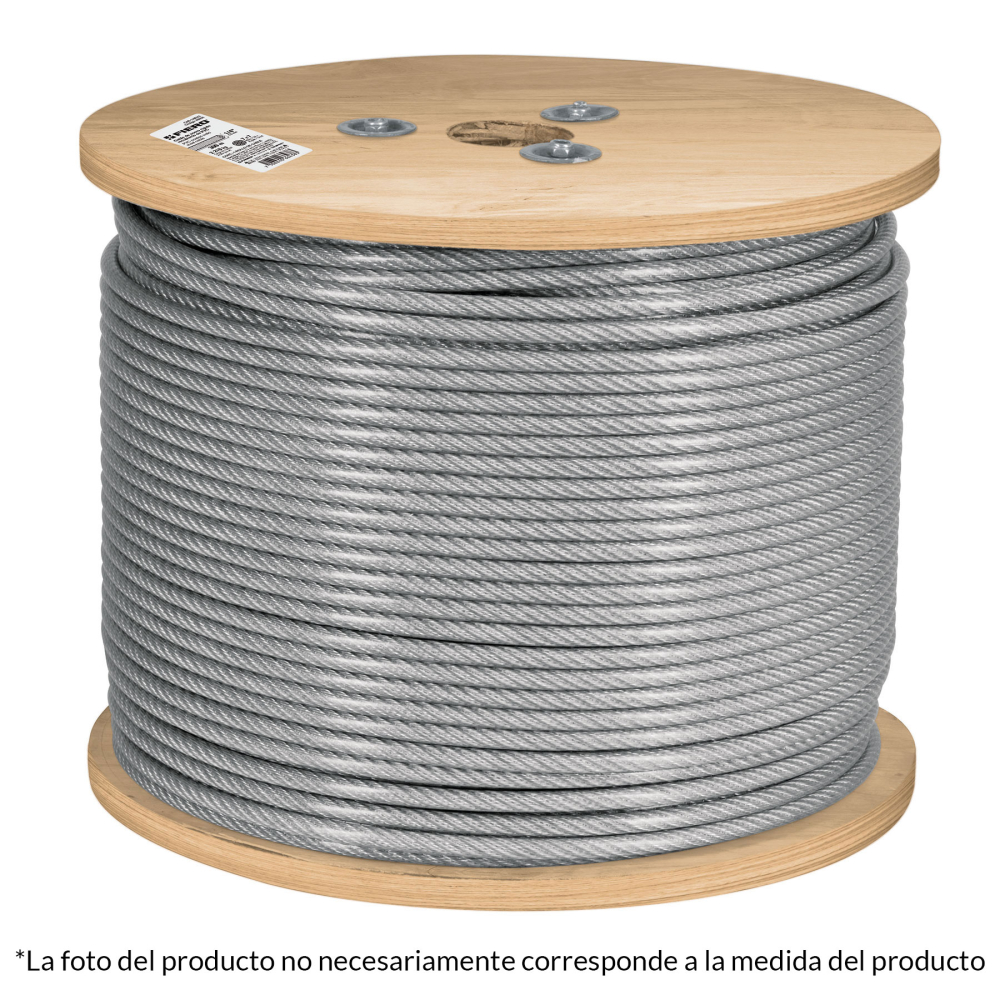 Metro de cable rígido 3/16' acero 7x7 recubierto PVC, 300 m CAB-3/16RX3