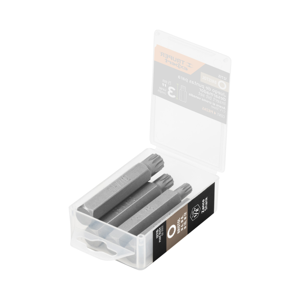 Estuche con 4 puntas brístol combinadas largo 3', Expert PUDE-8204