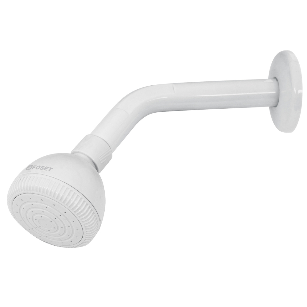 Regadera plástica redonda 2-1/2' blanca, FOSET BASIC R-500