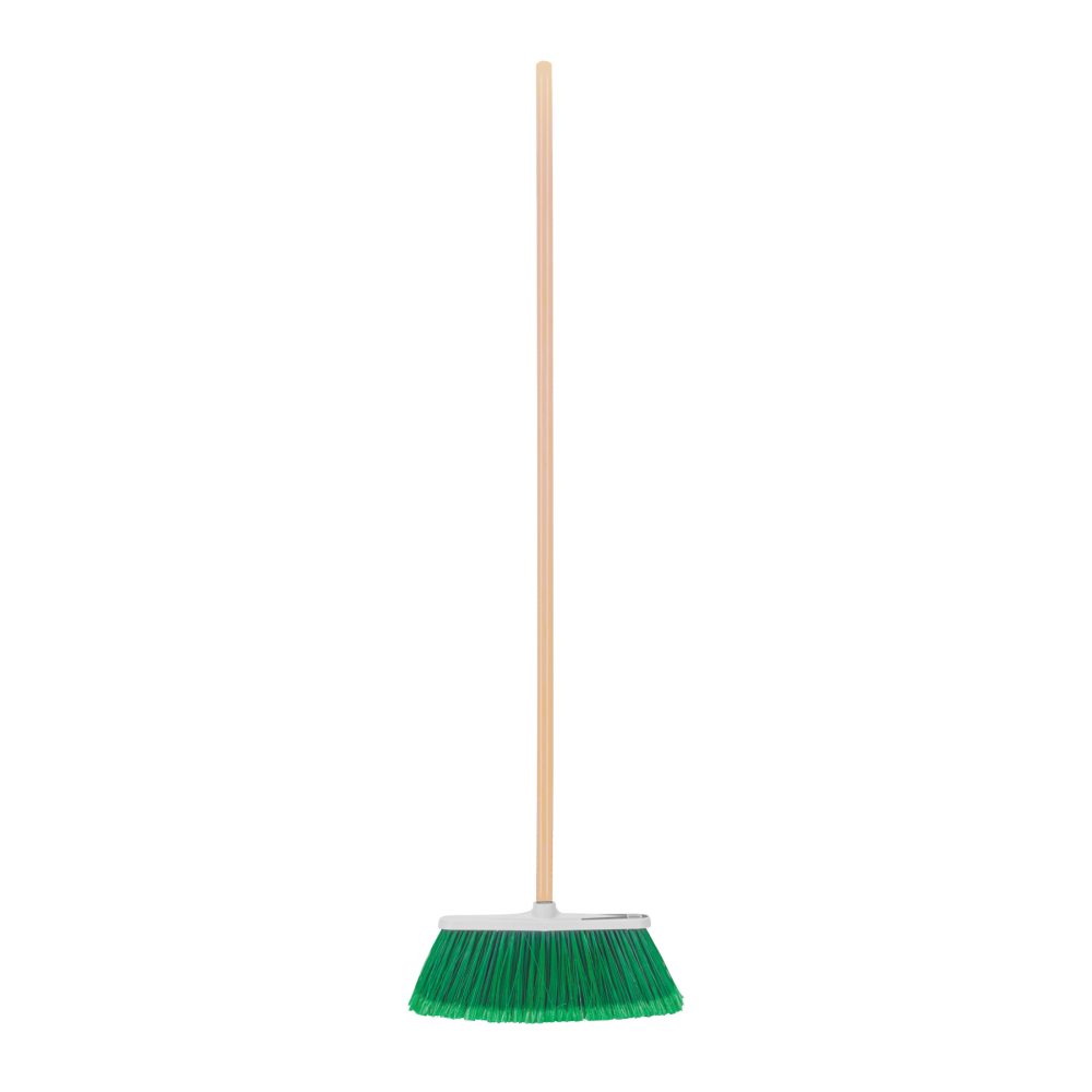 Escoba grande tipo cepillo, cerdas de PVC, bastón de madera ES-220C