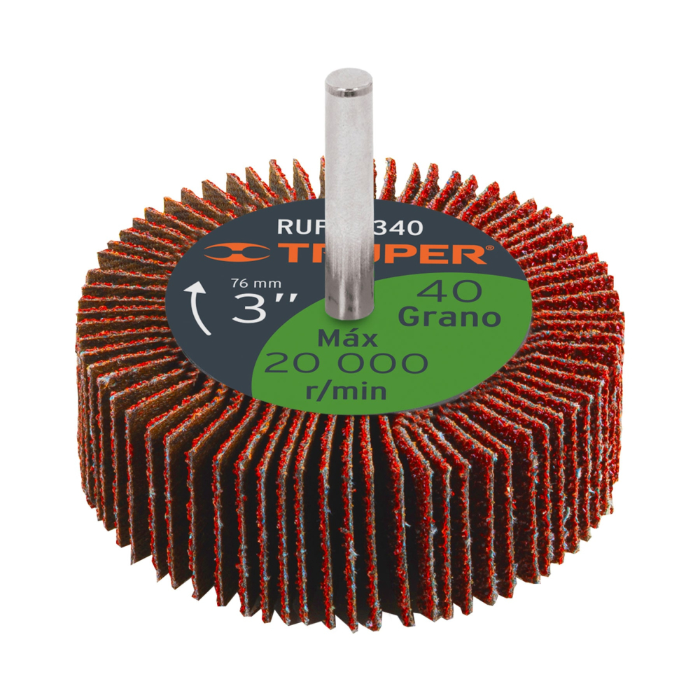 Rueda flap de 3', grano 40, Truper RUFLA-340