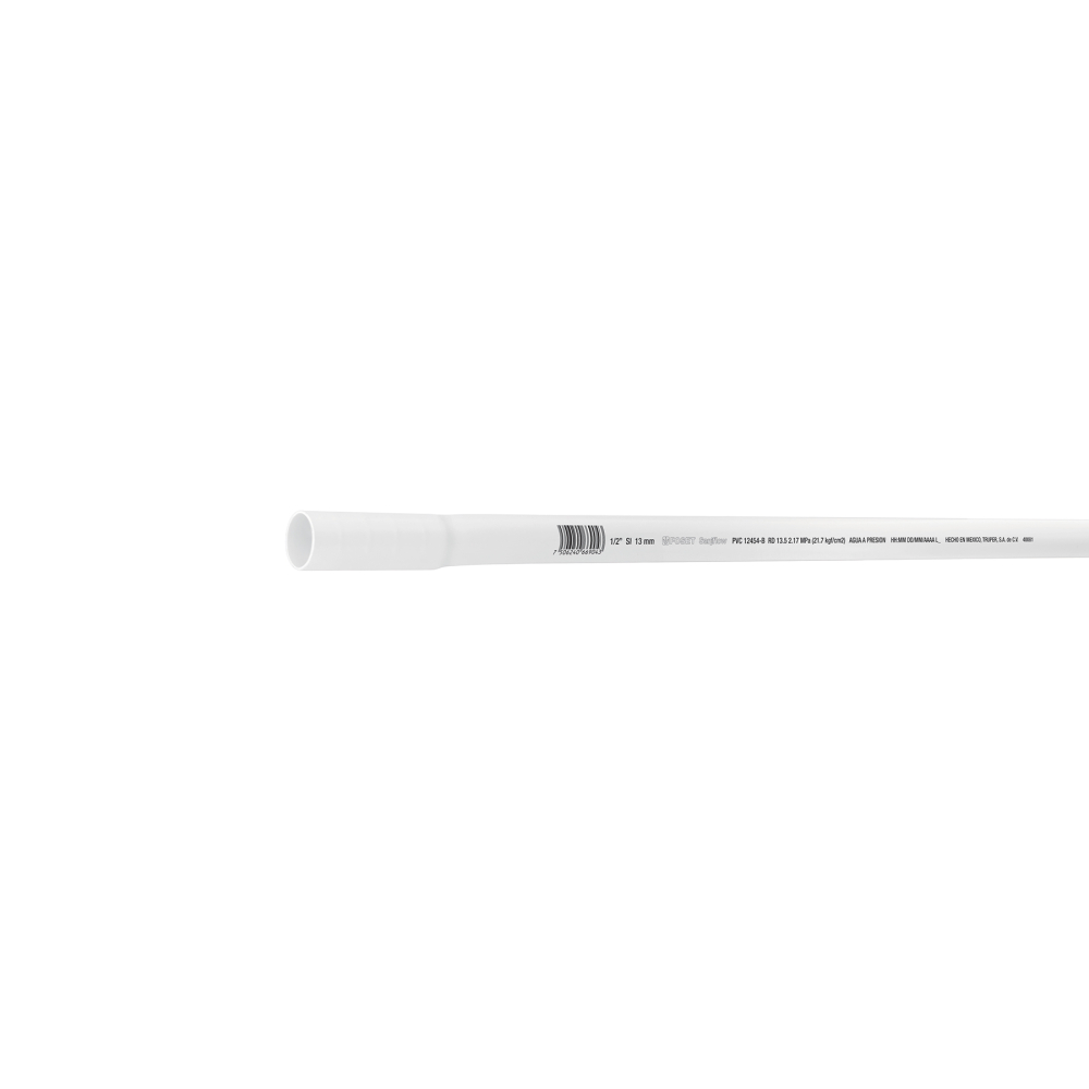Tubo de 1/2' PVC hidráulico RD 21, 3m, 0.25kg, FOSET PVC-101