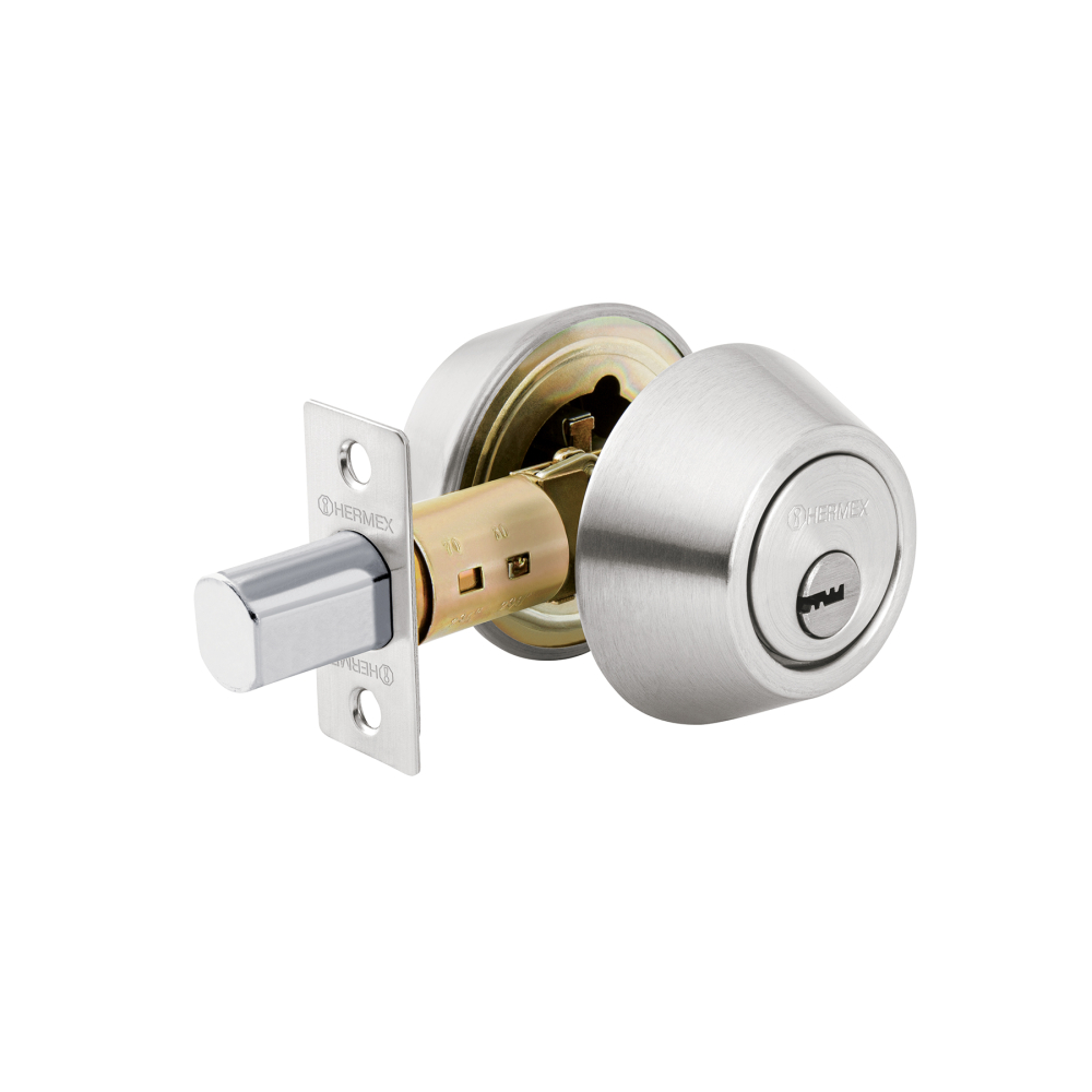 Cerrojo llave-llave cromo mate, llave de puntos, HERMEX CERO-32