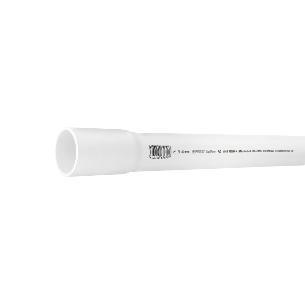 Tubo de 2' PVC hidráulico cédula 40, 3m, 3.1kg, FOSET PVC-006