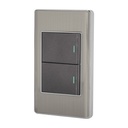 Placa armada acero 1 interruptor y 1 de 3vías 1.5mód,Lisboa PA-APDO15-ELA