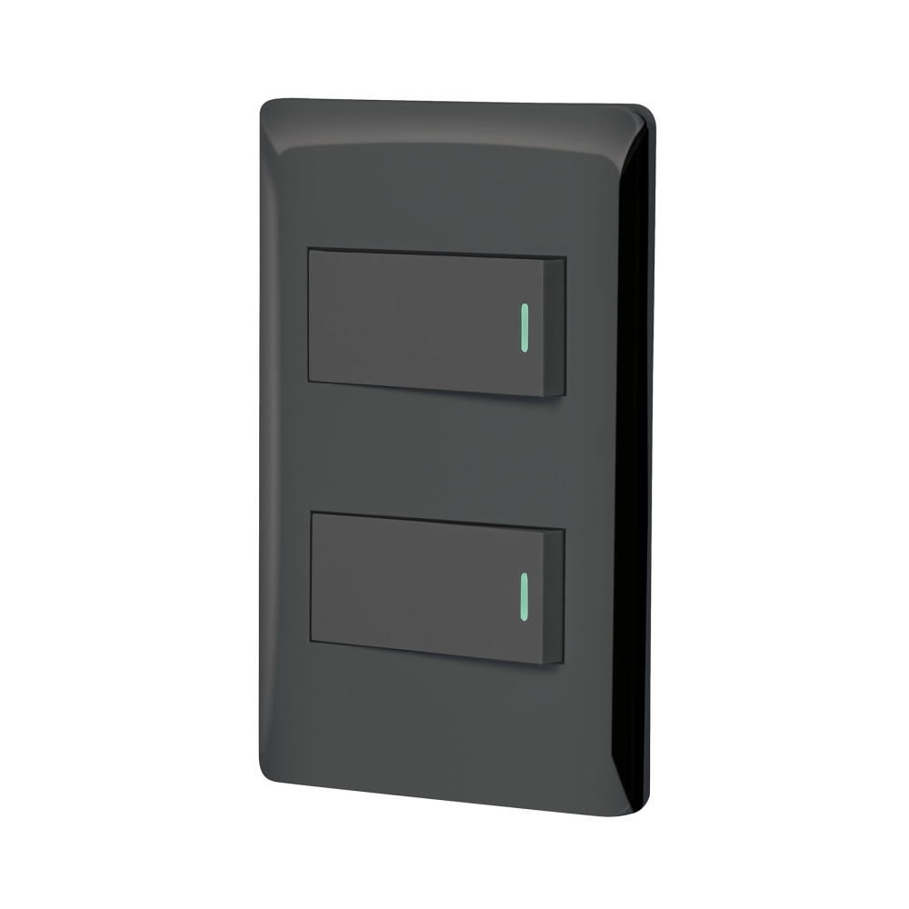 Placa armada negra 1 interruptor y 1 de 3 vías 1 mód,Lisboa PA-APDO1-ELN