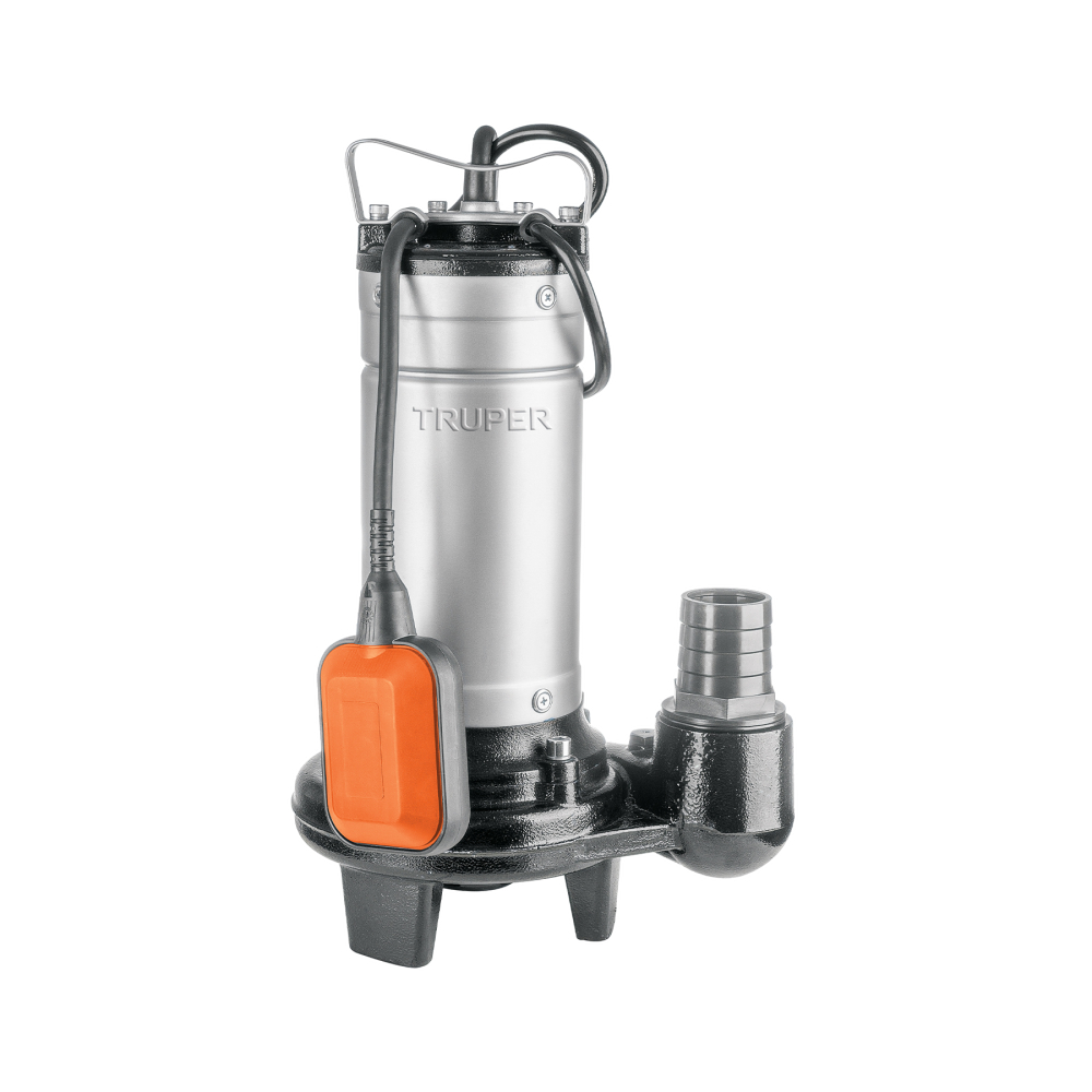 Bomba sumergible acero inox./hierro, a.sucia, 1HP, TRUPER BOS-1SI