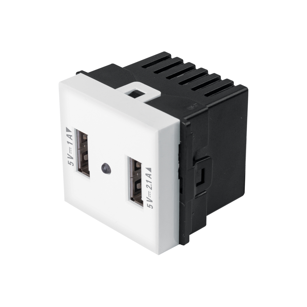 Toma con 2 puertos USB de 1.5 módulos, línea Toledo, Basic C2USB-TB