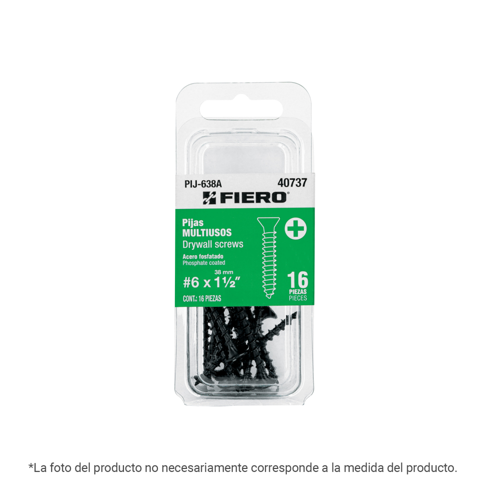 Blíster con 13 pijas #6 x 2' multiusos, FIERO PIJ-650A