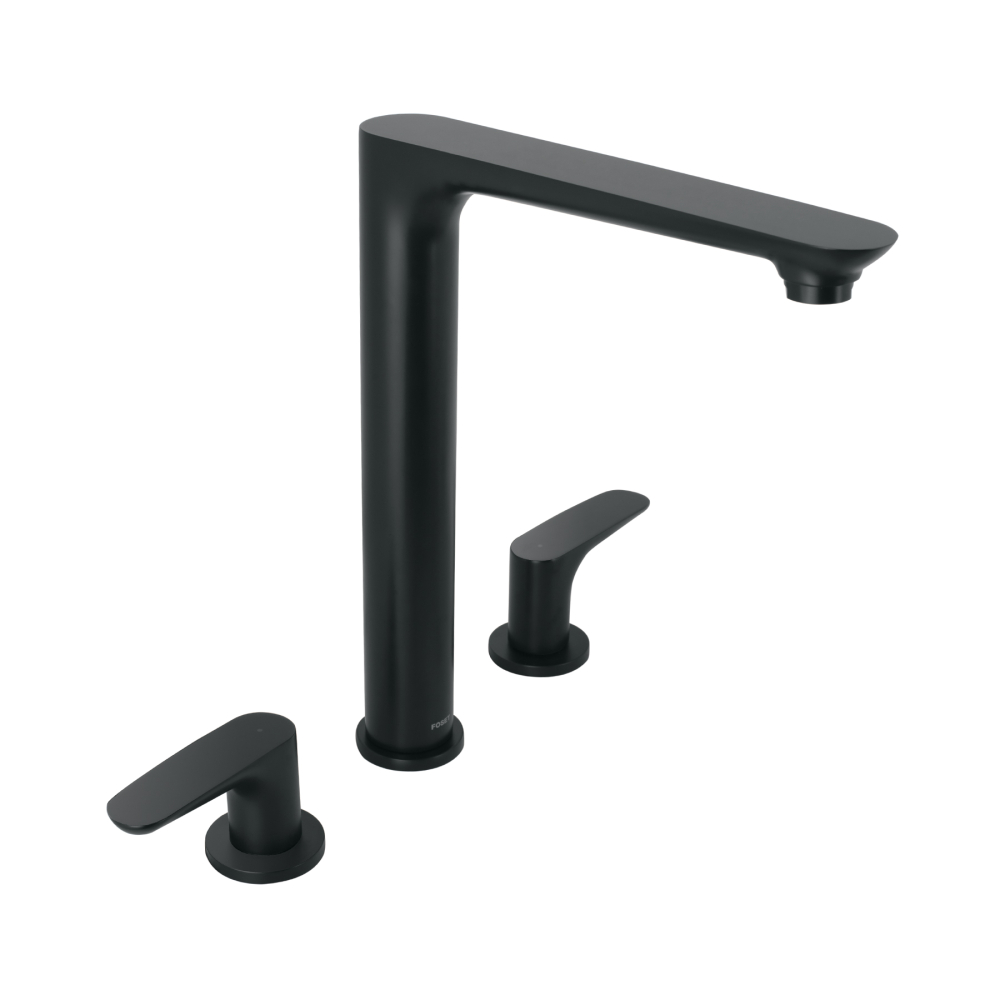 Mezcladora cuello alto para fregadero, negro, FOSET RIVIERA RIM-81M