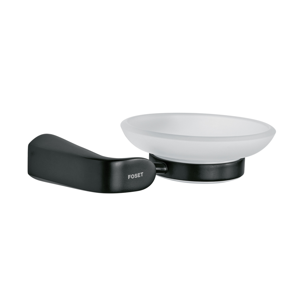 Jabonera con plato de vidrio, negro, FOSET RIVIERA RIA-74M