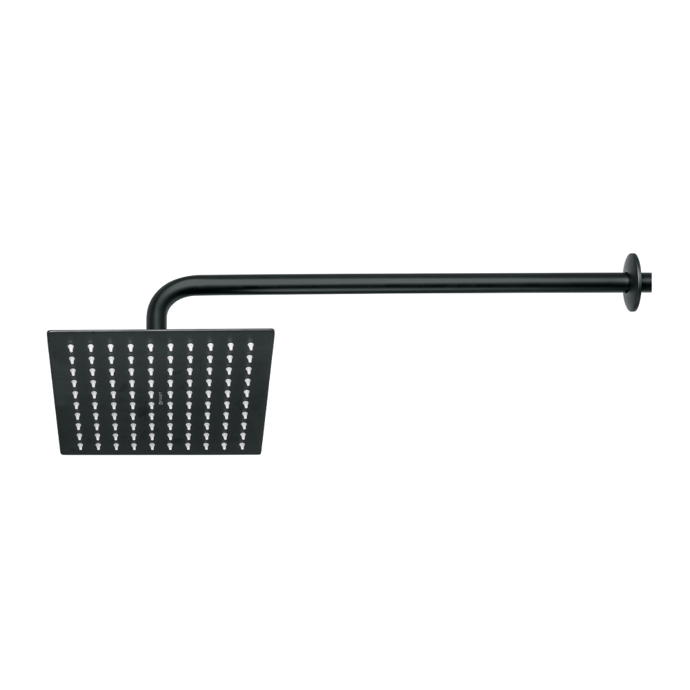 Regadera plato cuadrado 8' con brazo, negro, FOSET RIVIERA R-308M