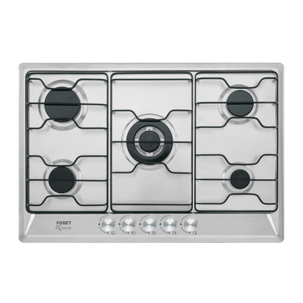 Parrilla gas empotrable 75cm, 5 quem, inox, esmalte, FOSET PAE-5F