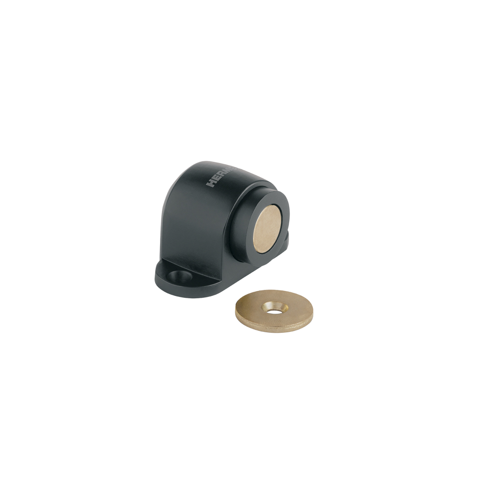 Tope metálico para puerta, magnético, negro, HERMEX TOMA-6