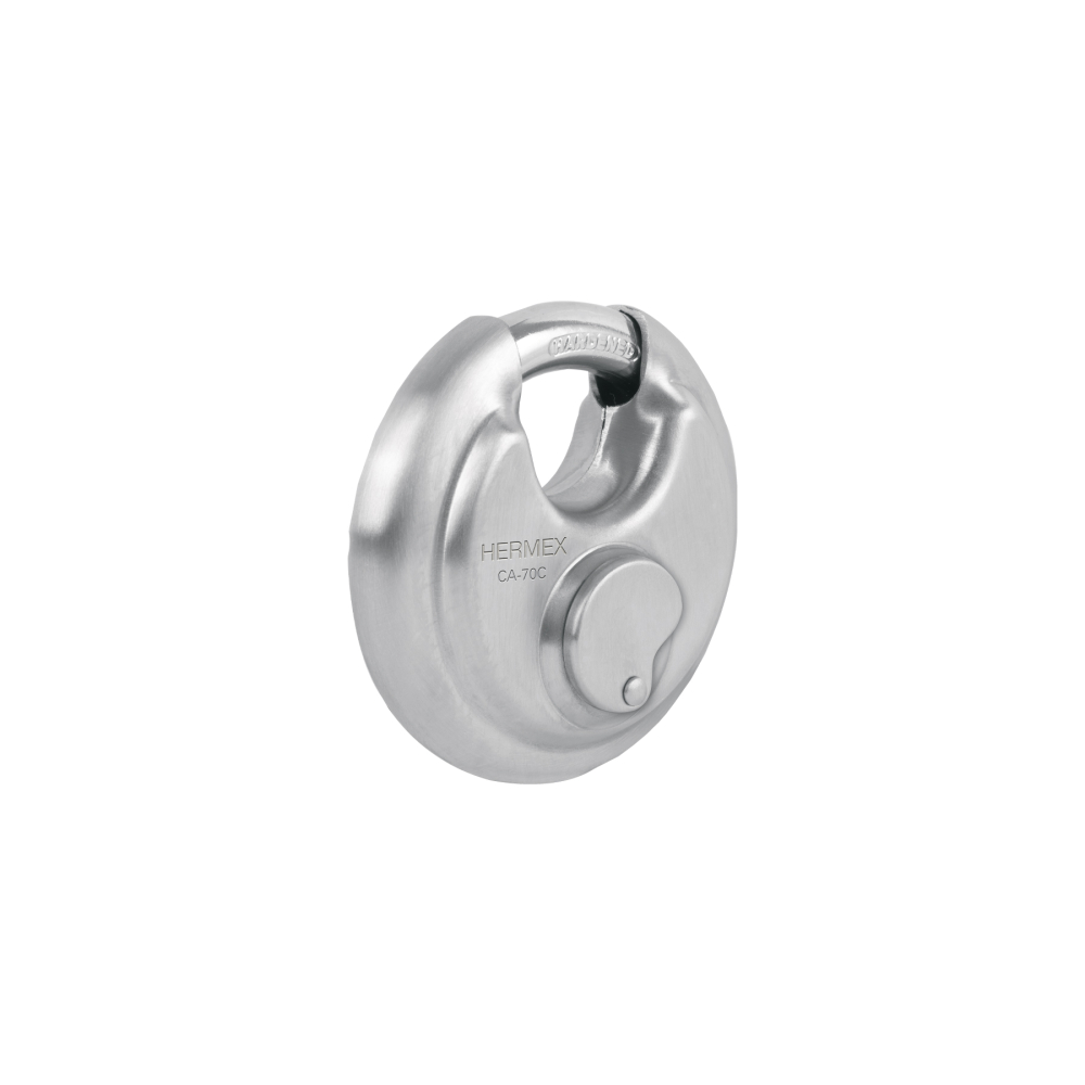 Candado circular acero inox, cilindro latón, 70 mm CA-70C