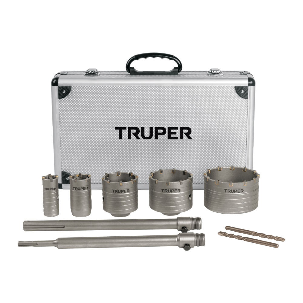 Juego de 9 brocasierras para concreto SDS Plus y MAX, TRUPER JBS-9C