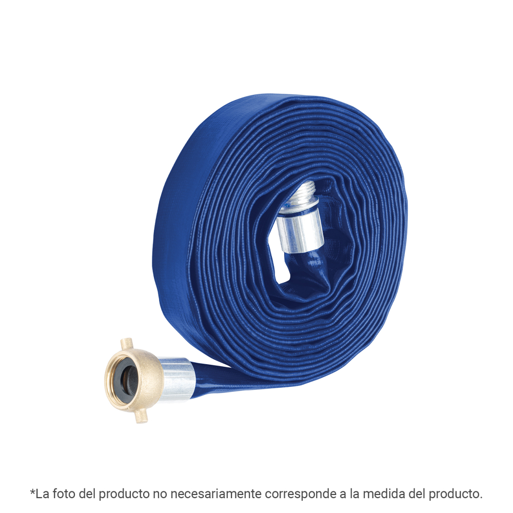 Rollo de manguera plana 1.5'x7.5m de descarga con conexiones M157DC