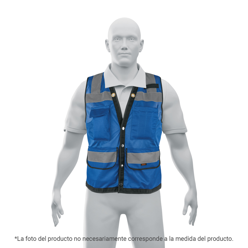 Chaleco seguridad reforzado azul con bolsas, EG, EXPERT CHS-800A-XL