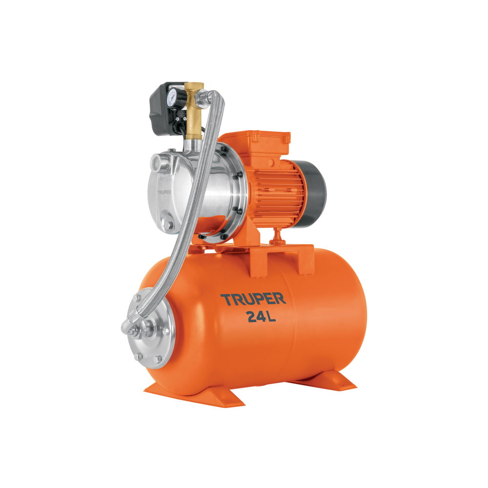 Equipo hidroneumático 24L, bomba jet inox. 3/4 HP, TRUPER HIDR-3/4X24