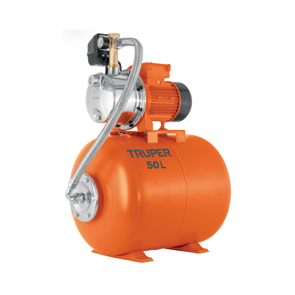 Equipo hidroneumático 50L, bomba jet inox. 3/4 HP, TRUPER HIDR-3/4X50