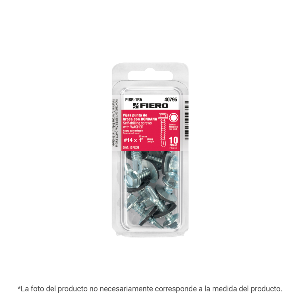 Blíster con 12 pijas 3/4' hexagonal punta broca con rondana PIBR-3/4RA