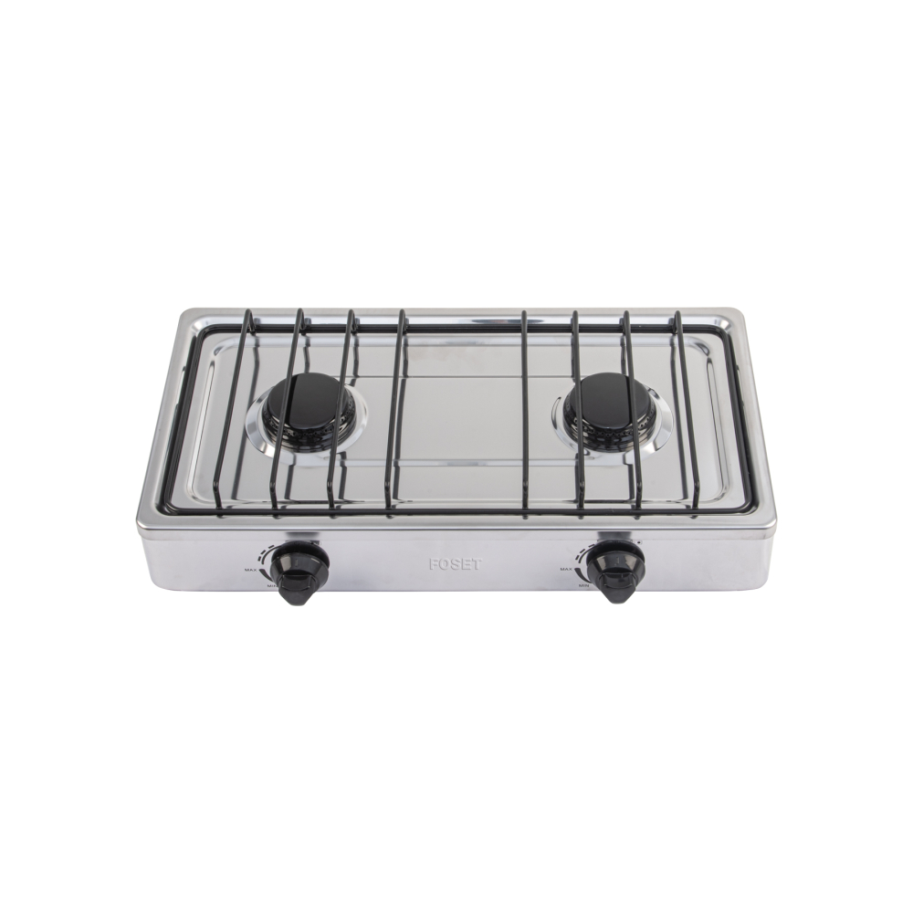 Parrilla de gas de sobreponer,2 quemadores, inox, FOSET AERO PAGA-2XA
