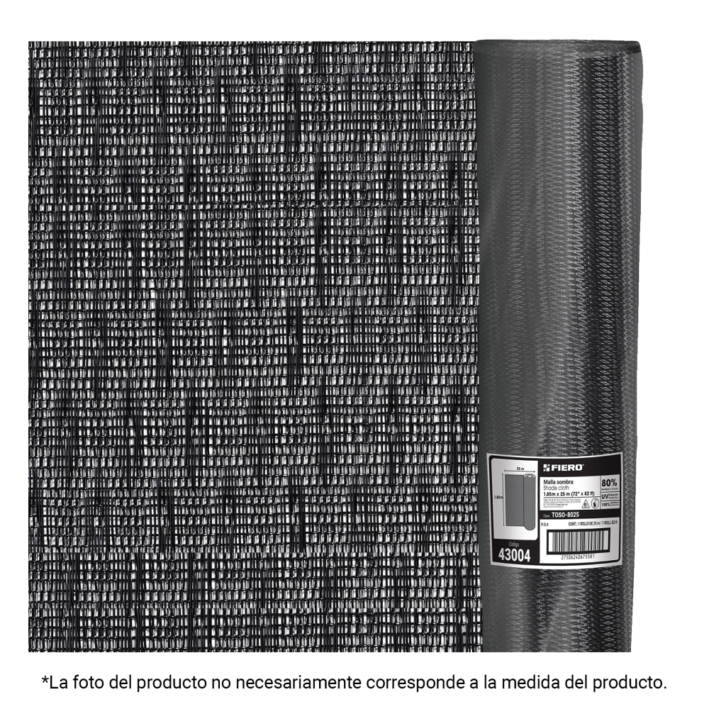 Rollo de toldo sombra 80% de 15 m x 1.85 m, FIERO TOSO-8015